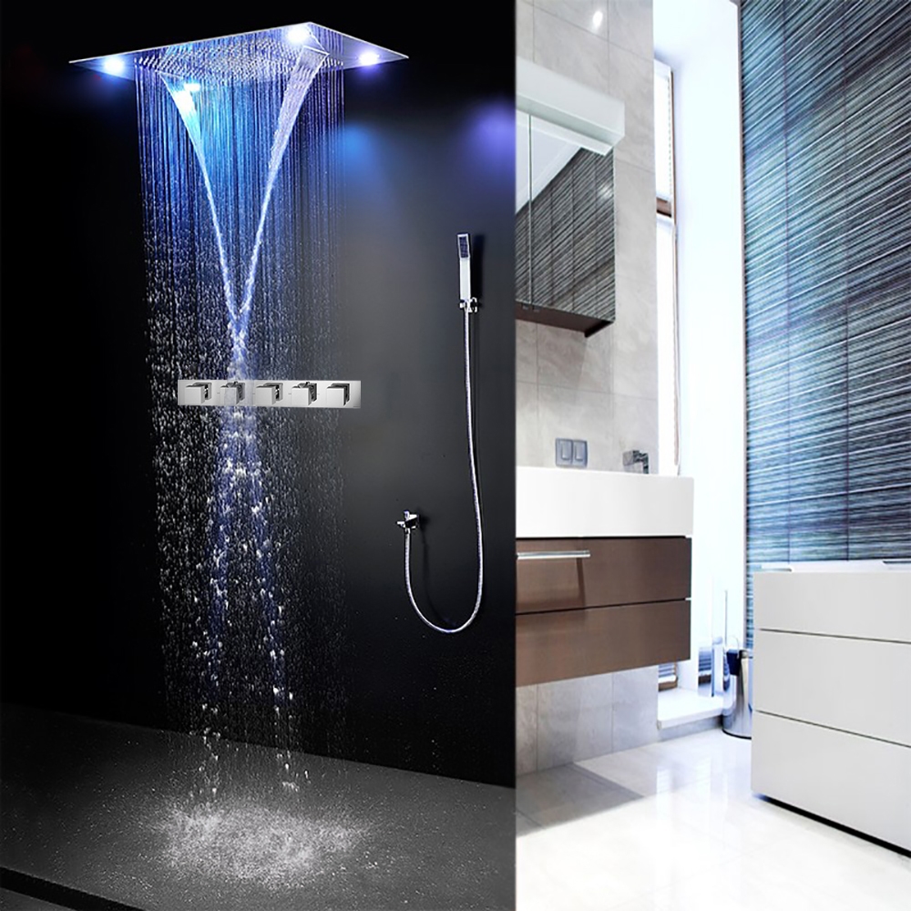31" STAINLESS STEEL MULTI COLOR WATER POWERED LED SHOWER